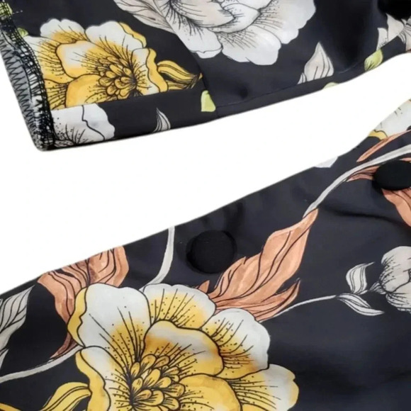 Lumina Black Floral Relaxed Straight Blazer S - Picture 3 of 5